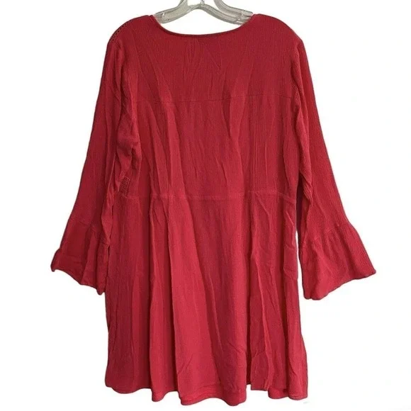 Torrid Mini Gauze Lace-Up Skater Swing Dress Womens 1X Long Bell Sleeve … - Picture 3 of 8